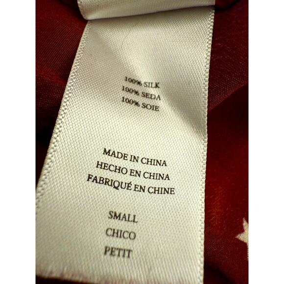 Rails Kate Blouse Small Burgundy Merlot Star Print Button Up Blouse Shirt Top - Picture 6 of 9